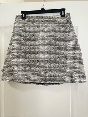 Express Black and White Tweed A-Line Mini Skirt